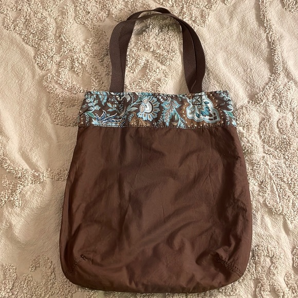 Blue & Brown Paisley Flip Inside Out Tote - Picture 1 of 5